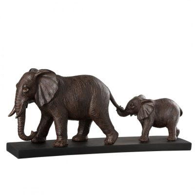 Figura elefante familia marron 49x12x22