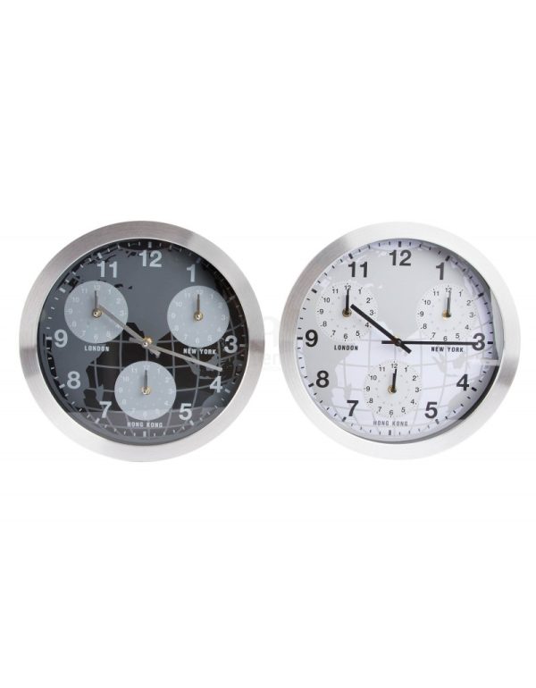 Reloj metal horarios mundo 35.5cm tem19